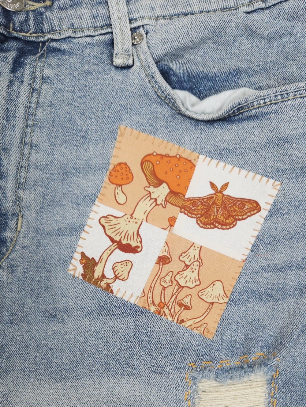 Levi's Denizen Upcycled Patchwork Mushroom Orange… - image 2